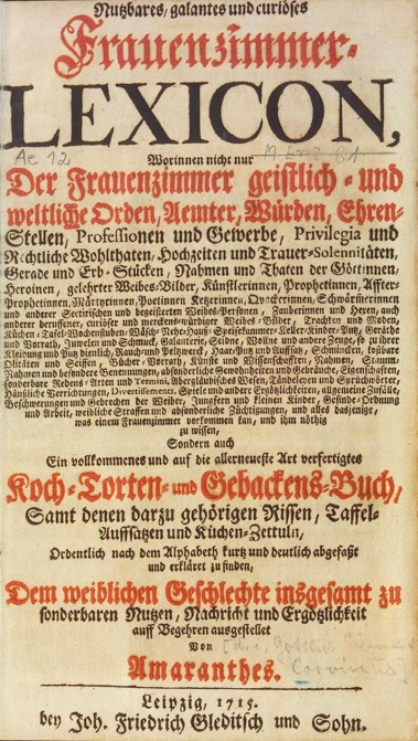 Fig. 2 G. S. Corvinus. Frauenzimmer-Lexicon, 1715 Title Page (Courtesy of Deutsches Textarchiv http://www.deutschestextarchiv.de/corvinus_frauenzimmer_1715 )
