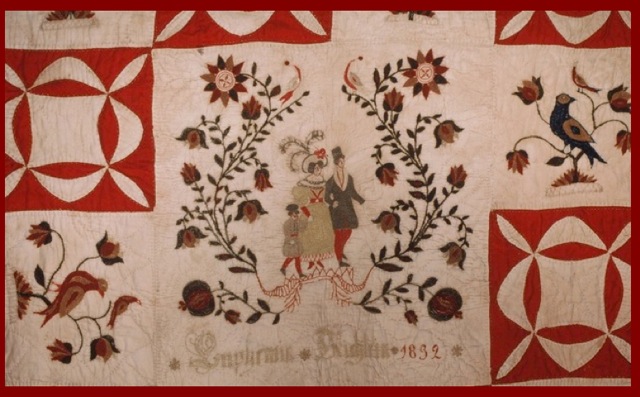 Schleifer-Kichlein Family Fraktur Quilt "Euphemia Kichlein 1832" Owner Block