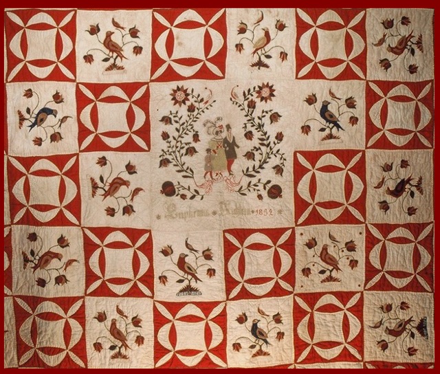 Schleifer-Kichlein Family Fraktur Quilt "Euphemia Kichlein 1832" Close-up
